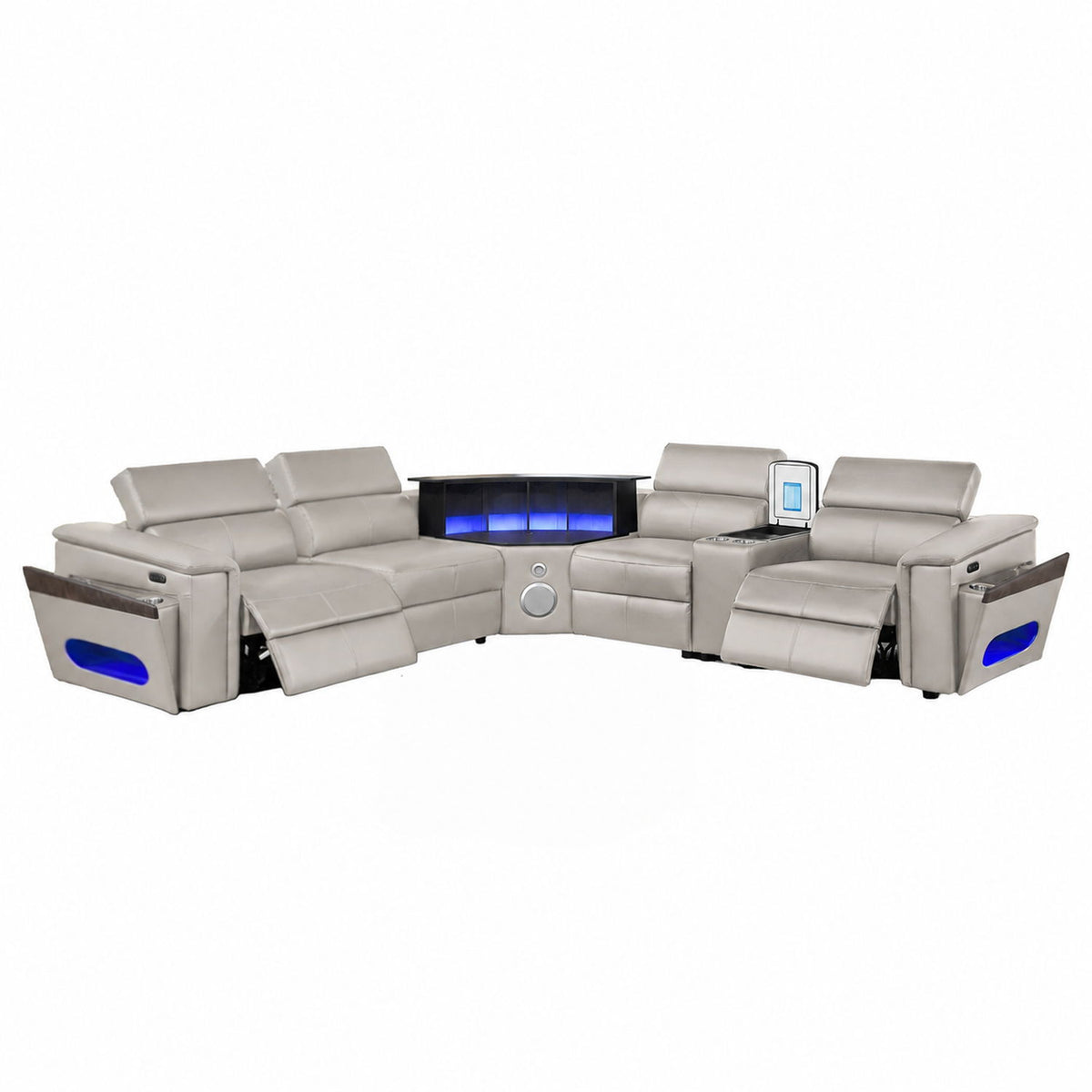 Nova - Sectional With Bluetooth Speaker, LED And Lifting Wine Cabinet