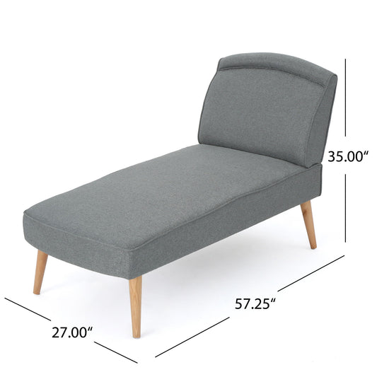 Fabric Chaise Lounge With Rubberwood Frame - Slate