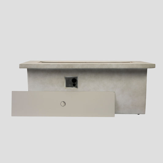 Concrete 60" Rectangular Propane Gas Fire Pit Table With 60000 Btu For Outdoor Spaces - Light Gray