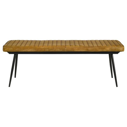 Tufted Cushion Side Bench With Tapered Legs - Brown