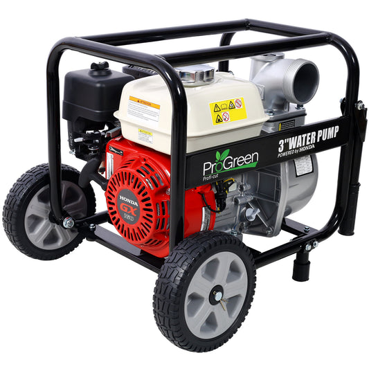 Honda - Gx160 Engine Water Pump 3" 264Gpm With Accessories Kit And Handle Wheel Kit - Black / Red