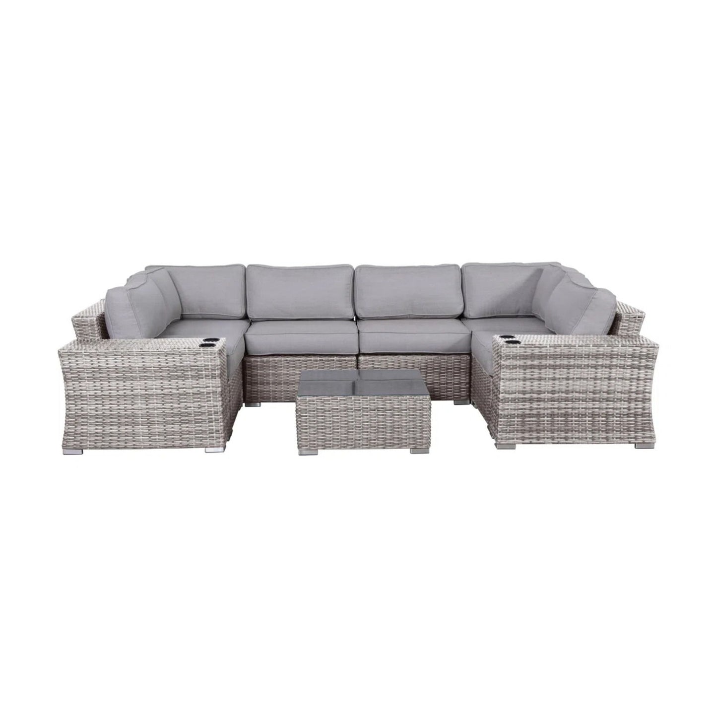 4 Person Patio Seating Set With Cushions, All Weather - Gray