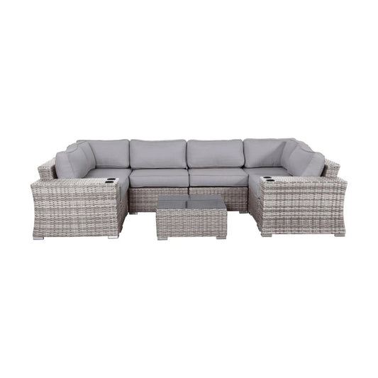 4 Person Patio Seating Set With Cushions, All Weather - Gray