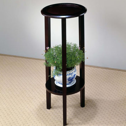 Round Accent Table With Open Shelf - Espresso