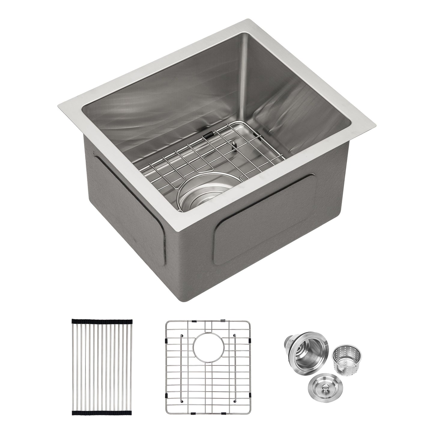 Modern Undermount Stainless Steel Kitchen Sink 16 Gauge, Deep Single Bowl