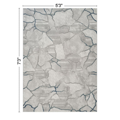 Geometrix - 5'3" X 7'3" Area Rug, Geometric 3D Effect - Gray / Ivory