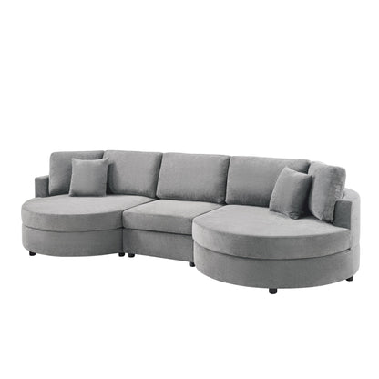Modern 3 Seater Upholstered Sofa With Curved Design