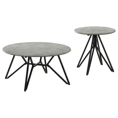 Garfield - 2 Piece Round Smarttop Coffee And End Table Set - Cement Gray