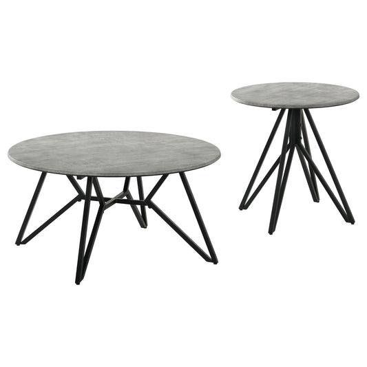 Garfield - 2 Piece Round Smarttop Coffee And End Table Set - Cement Gray