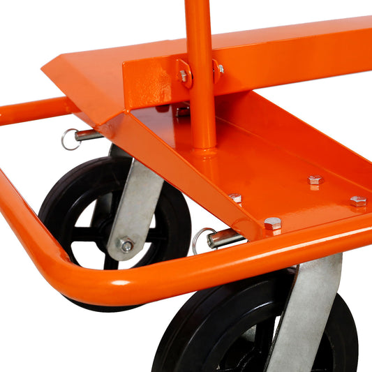 Heavy Duty Drywall Sheet Cart & Panel Dolly With 2400Lbs Capacity, Mold On Rubber Wheels, Steel Construction - Orange
