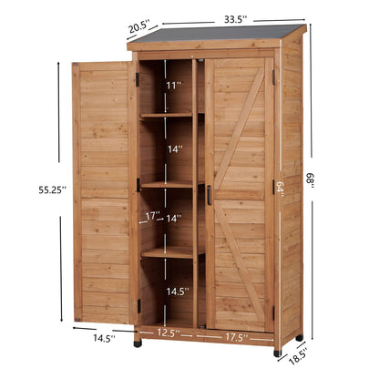 Outdoor Storage Shed With Vertical Tool Cabinet For Backyard