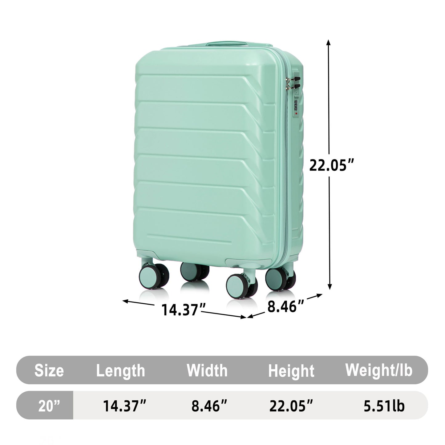 Hard Shell Travel Luggage With Scratch Resistant Surface