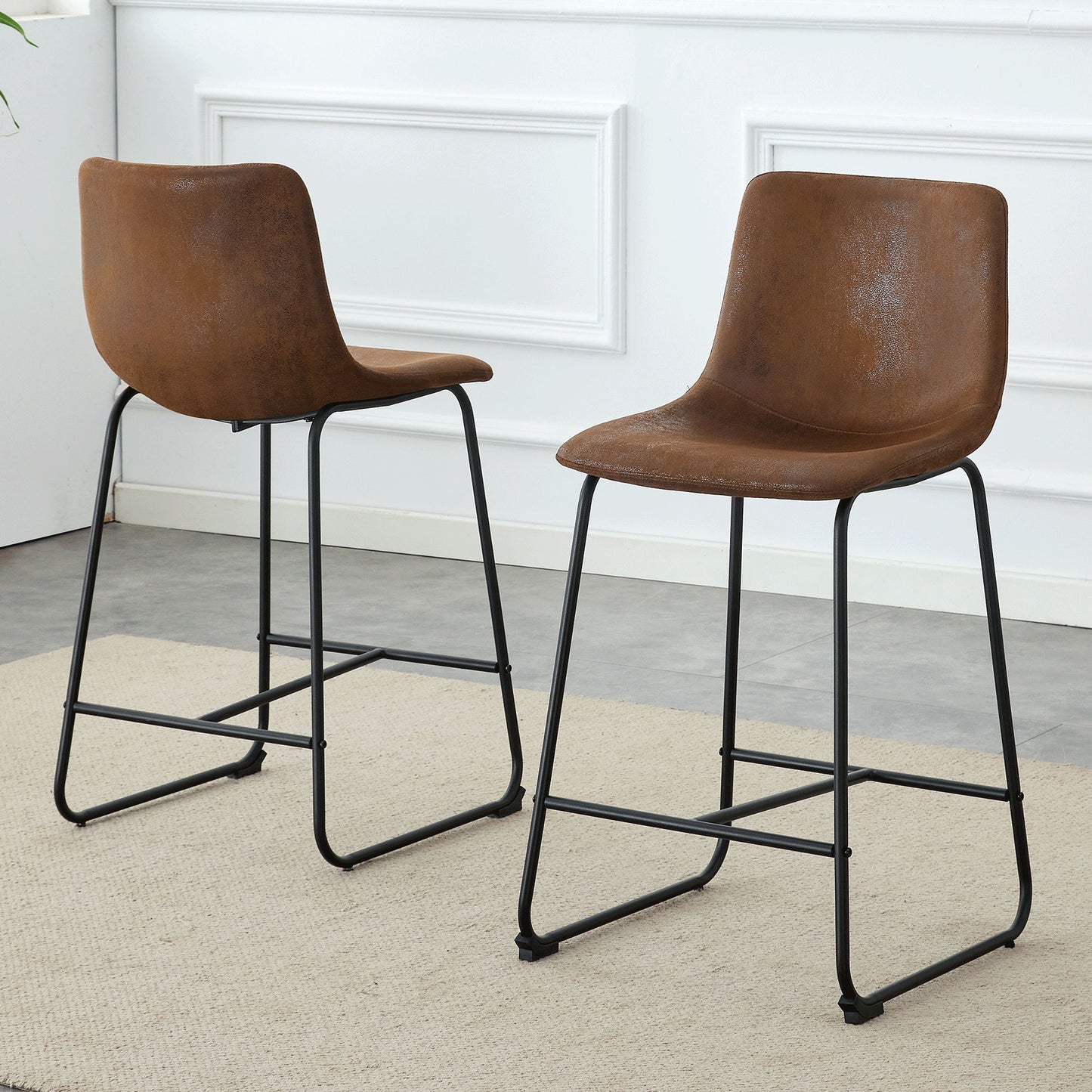Retro Bar Chairs, Comfortable Stools (Set of 2)