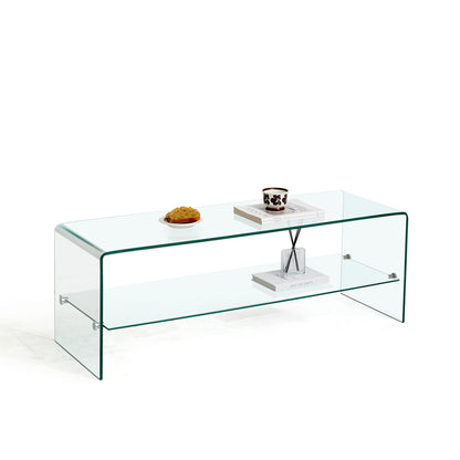 Clear Glass TV Table, Tempered Glass Stand For Living Room Decor - Transparent