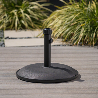 Stylish Concrete Umbrella Base With Iron Support Pole - Black