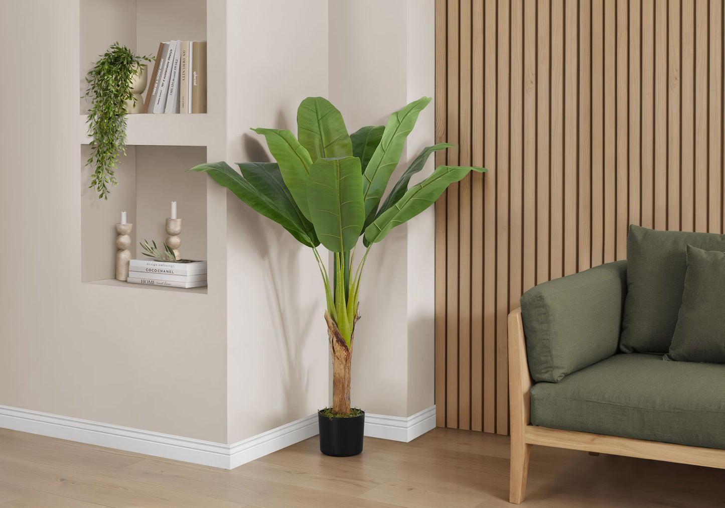 43" Tall, Artificial Plant, Banana Tree, Indoor, Faux, Fake, Floor, Greenery, Potted, Real Touch, Decorative - Green / Black