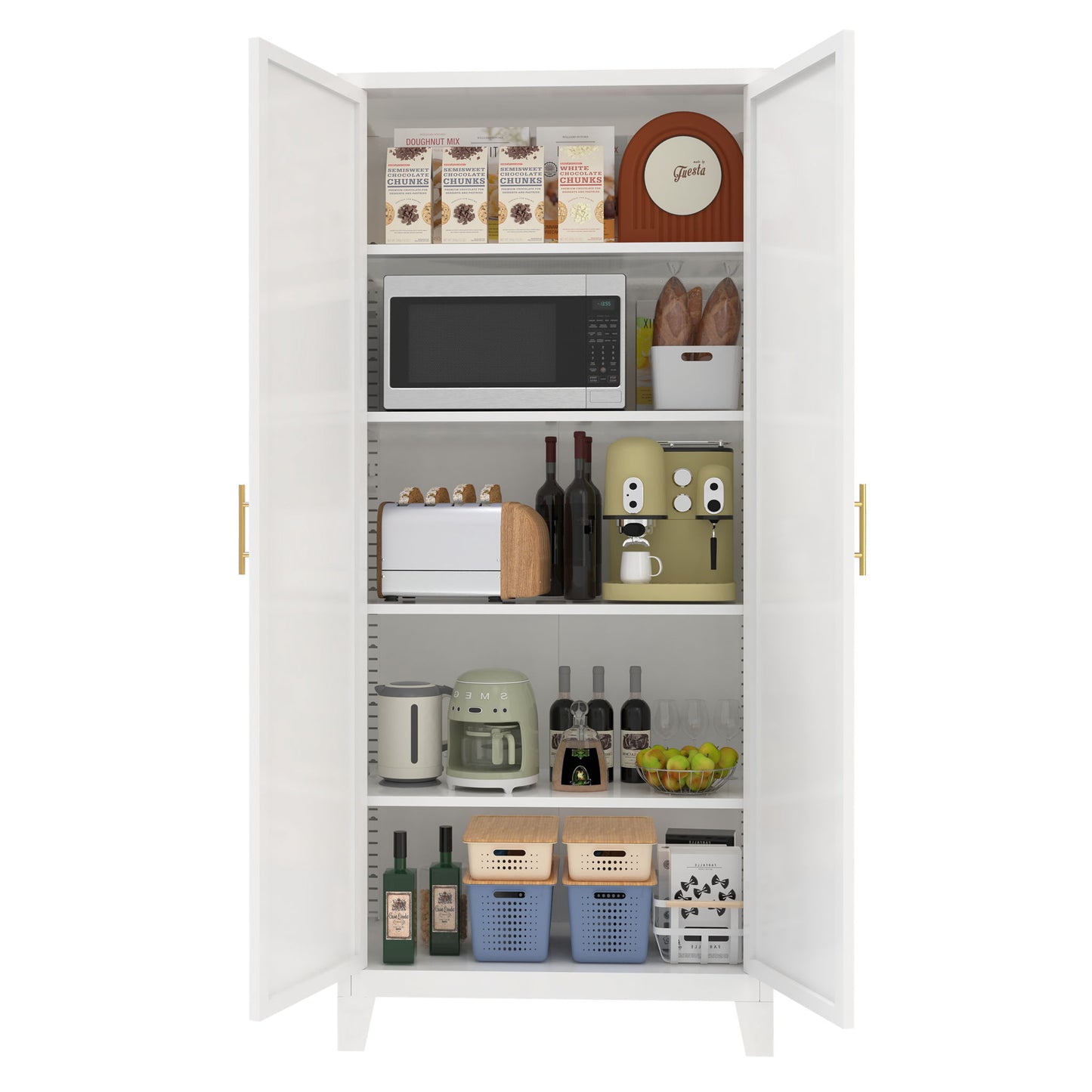 Shapely Doors Cabinet, Metal Storage Cabinet With Doors And Adjustable Shelves