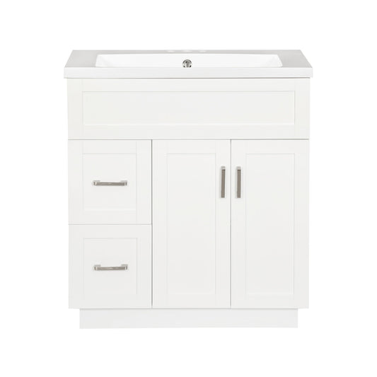 Bathroom Vanity With 2 Doors, 2 Drawers, Adjustable Shelf, Hidden Slides & Soft Close Hinges