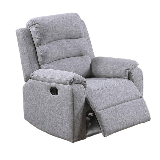 1 Piece Manual Recliner With Padded Seat And Backrest - Gray