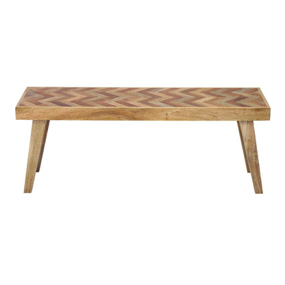 Artisan - Handcrafted Mango Wood Bench Rustic Boho Style - Natural
