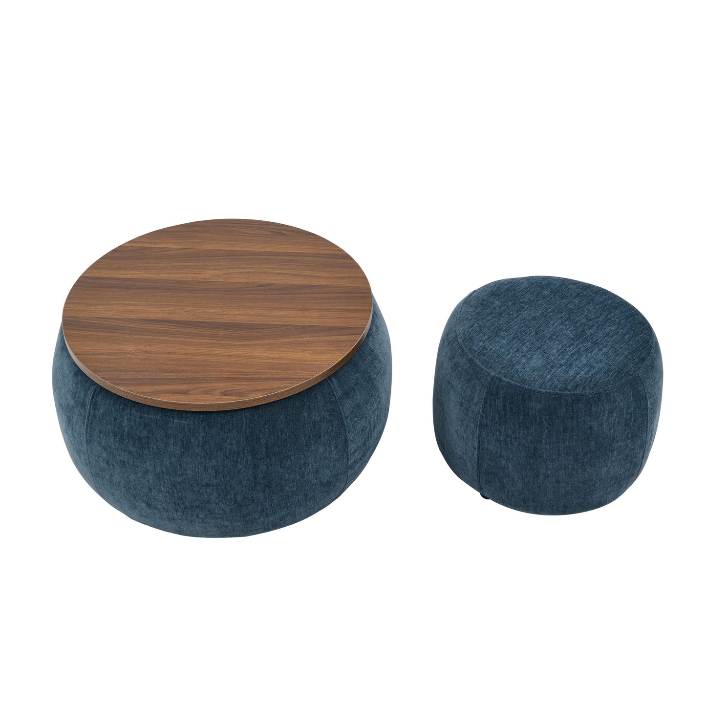 Round Storage Ottoman, 2 In 1 Function, End Table And Ottoman