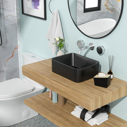 Sleek Ceramic Rectangular Vessel Bathroom Sink