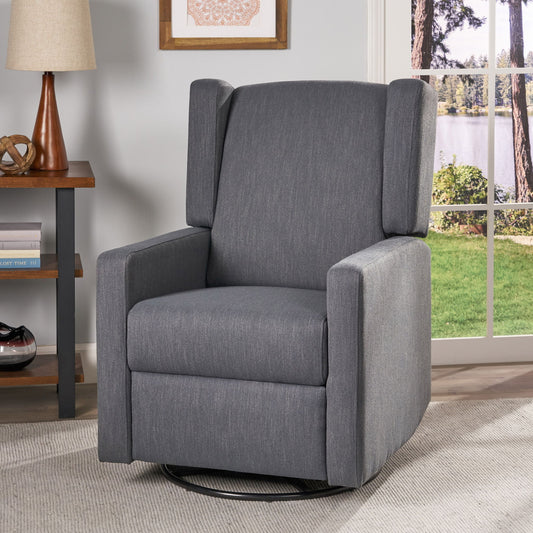 Landau Contemporary Fabric Upholstered Swivel Recliner