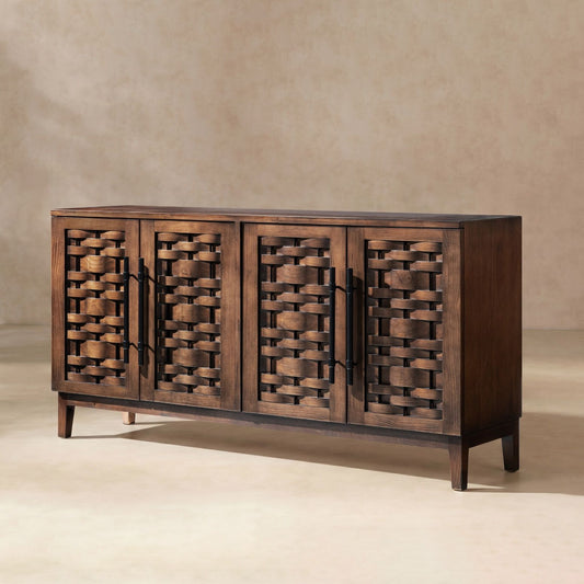 Koa - 4 Door Sideboard - Dark Brown