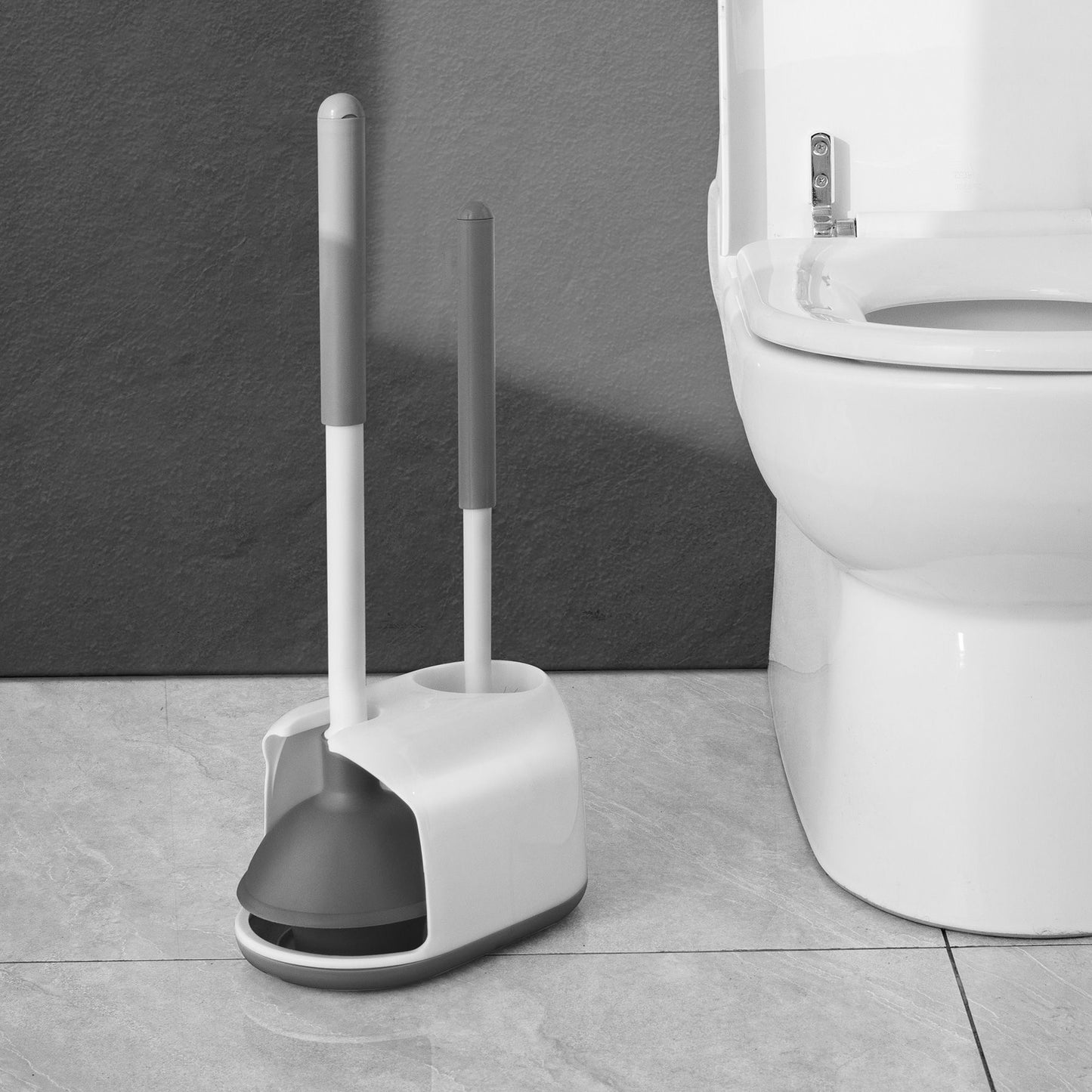 Toilet Brush And Holder Set With Stand, Bathroom Cleaning Tool Plastic - White