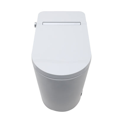 Smart Toilet With Bidet Built In, Auto Open & Close, Elongated Heated Seat, Foot Sensor Flush, LED Display, Warm Water Wash - White