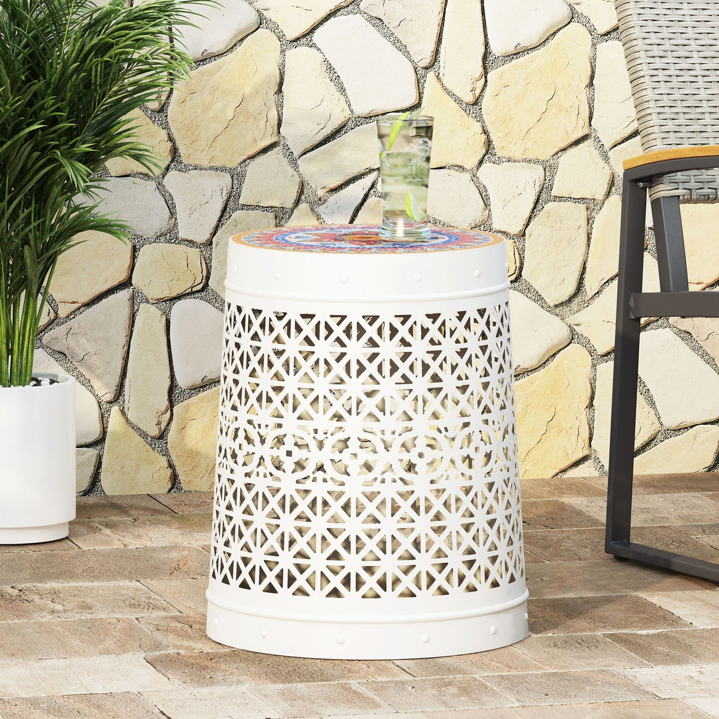 Cranbrook - Side Table With Tile Mosaic Top