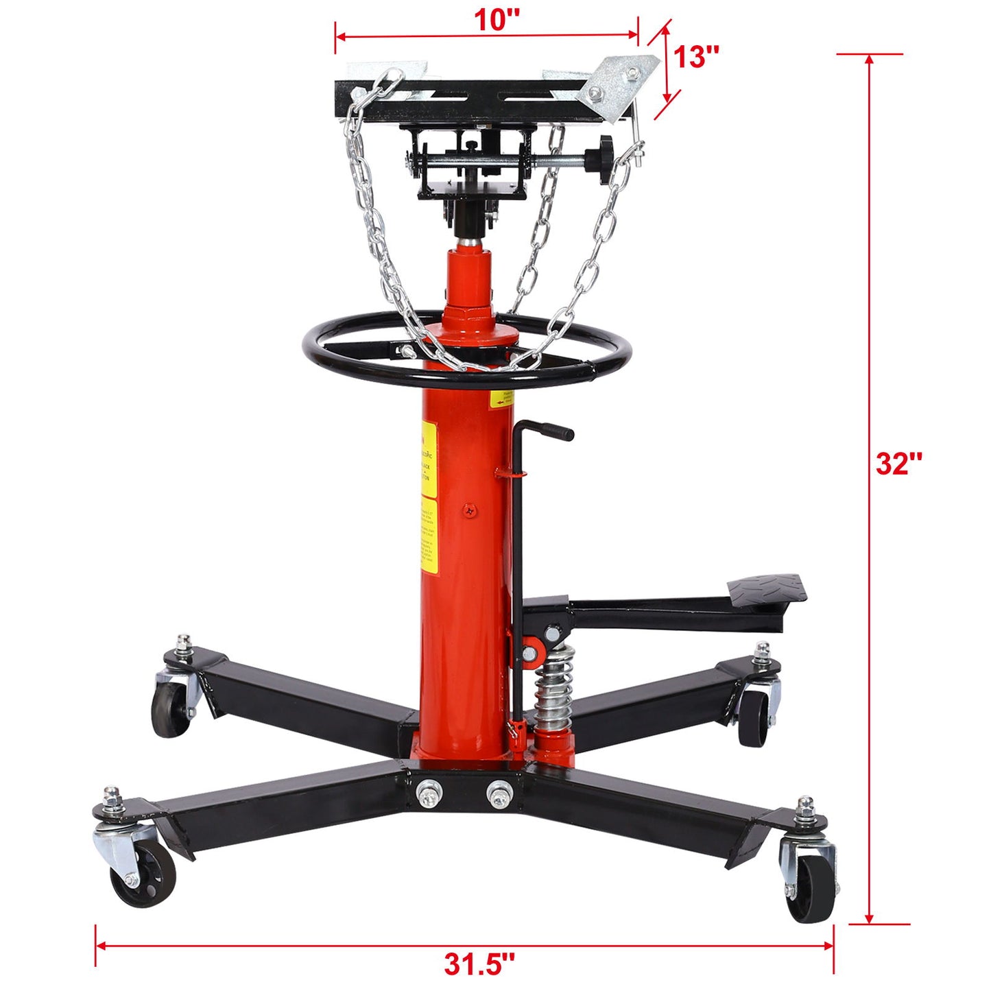 Hydraulic 2 Stage Transmission Jack, Swivel - Red