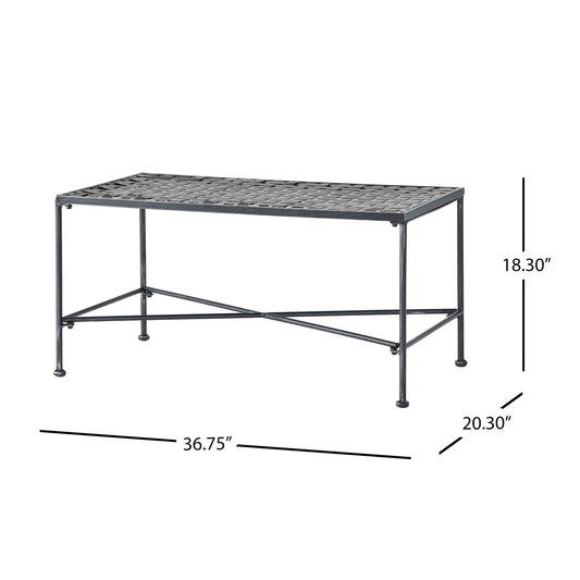 Luna - Outdoor Iron Coffee Table - Black Brush Silver