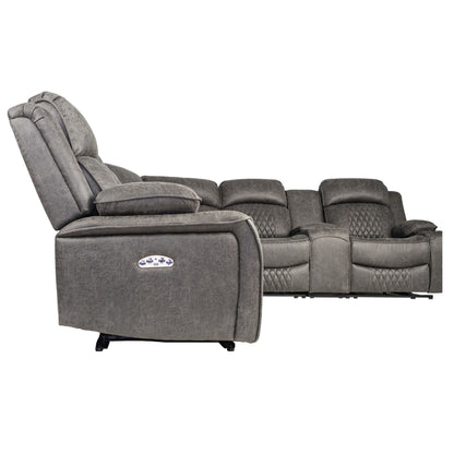 Power Motion Reclining Sectional Set With Console