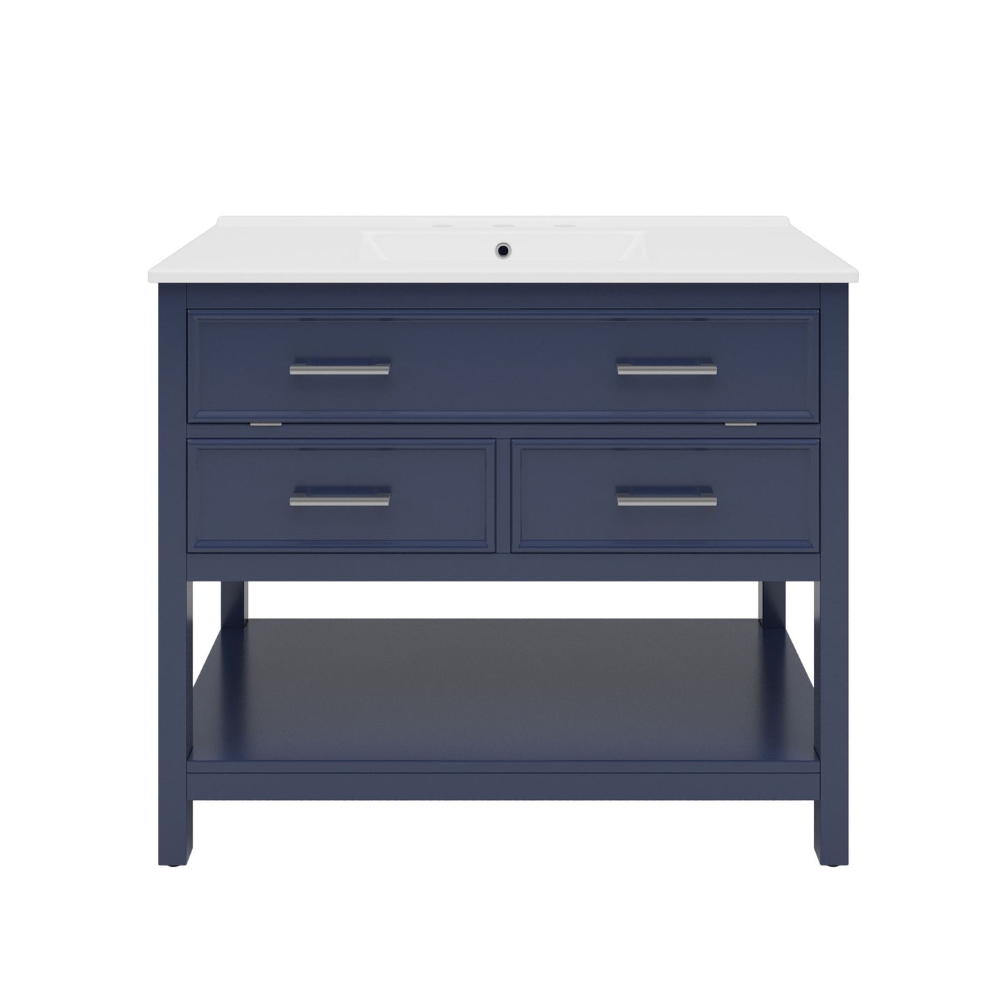 Bathroom Vanity With Ceramic Sink, Tip Out Tray & 2 Full Extension Drawers