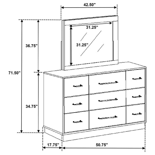 Edmondson - 9 Drawer Dresser With Mirror - Natural / Gray