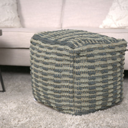 Walle - Fabric Square Pouf Ottoman And Floor Cushion Teal - Blue