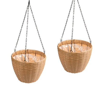 Hanging Planters, Indoor Outdoor Plant Holders (Set of 2) - Brown