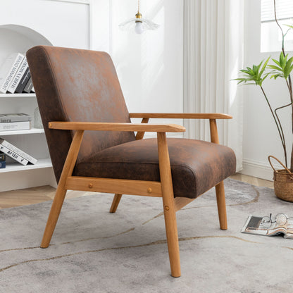 Wide Classic Mid-Century Modern Arm Chair - Light Brown