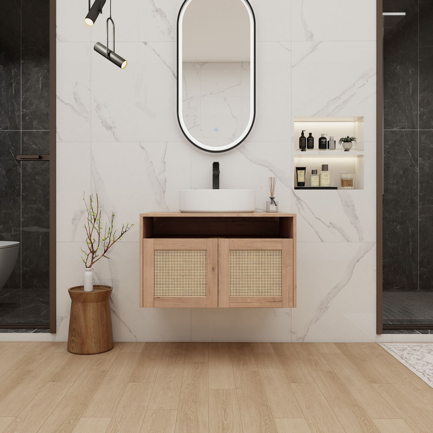 Bathroom Vanity & Art Sink, 2 Soft Close Doors, Float Mounting Design