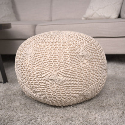 Bordeaux - Knitted Cotton Round Pouf