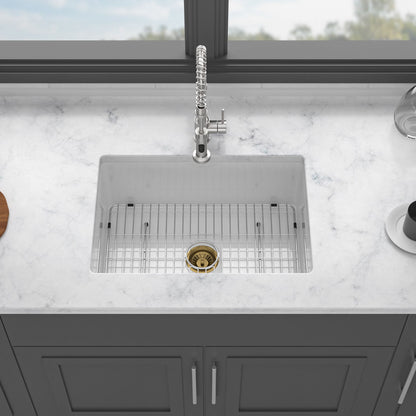 Undermount Single Bowl Ceramic Kitchen Sink, Dual Mount