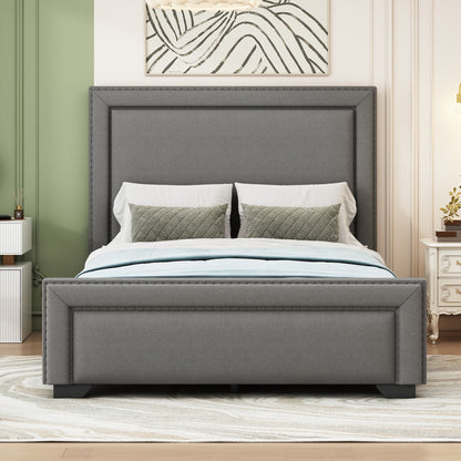 Upholstered Bed With Slats Support, No Box Spring Needed