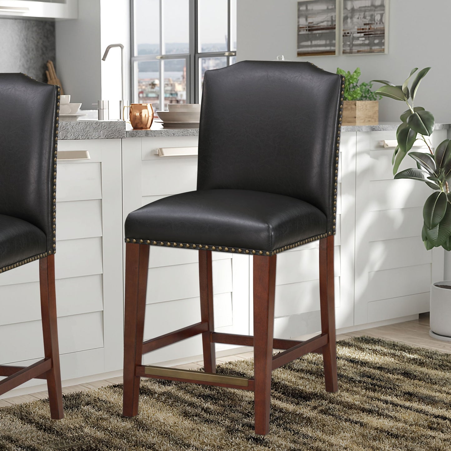 Blaire - Stationary Counter Stool With Nail Heads