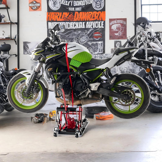 Heavy Duty 1500Lbs Hydraulic Motorcycle Lift Jack With Wheels And Handle - Red / Black