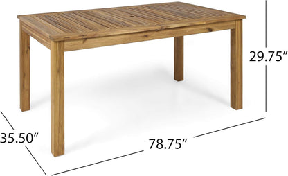 Outdoor 6 Seater Expandable Dining Set With Cushions - Sandblasted Natural / Beige