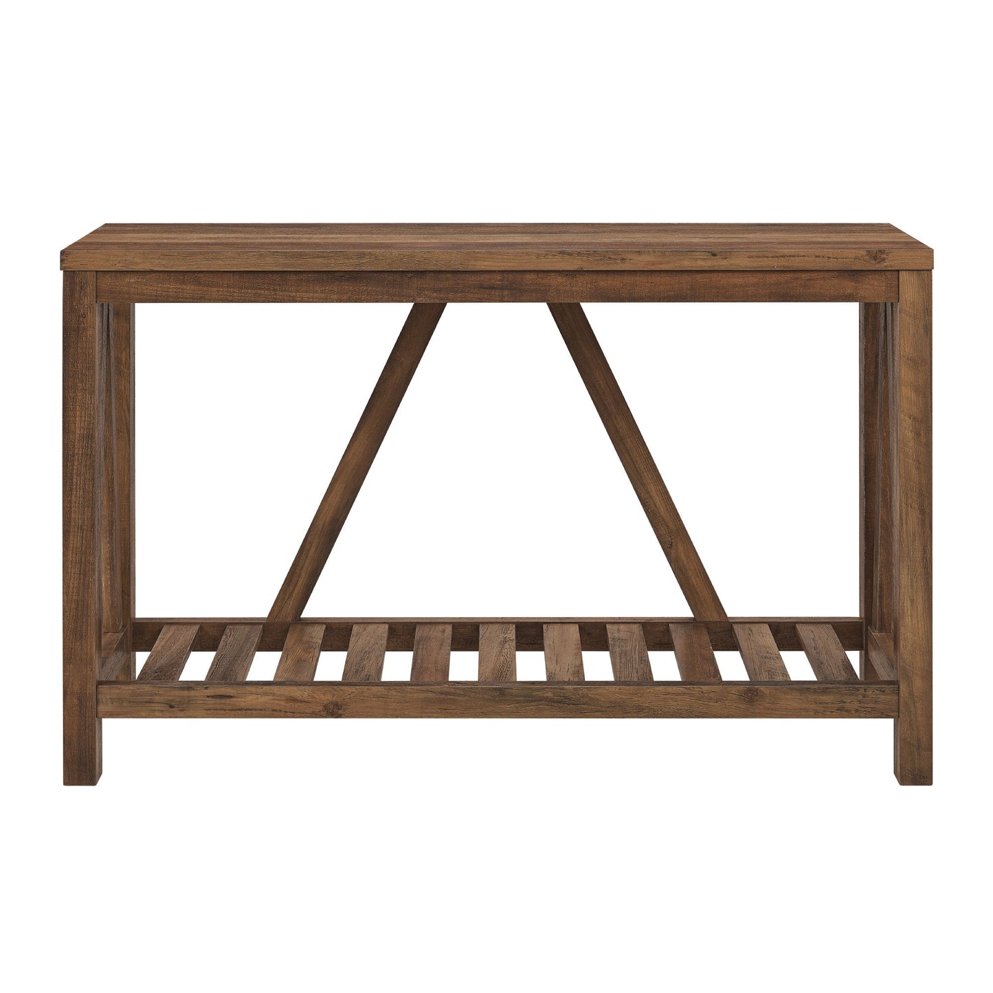 Farmhouse A Frame Entry Table With Lower Shelf