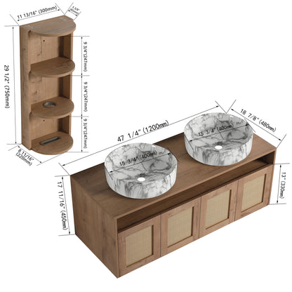Bathroom Vanity & Art Sink And Storage Rack, Float Mounting Design