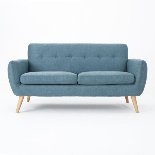 Modern Loveseat Sofa With Button Tufted Backrest