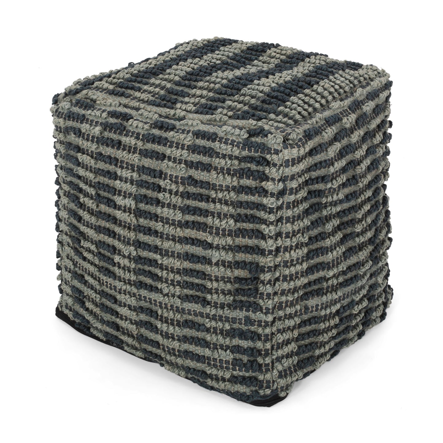 Walle - Fabric Square Pouf Ottoman And Floor Cushion Teal - Blue